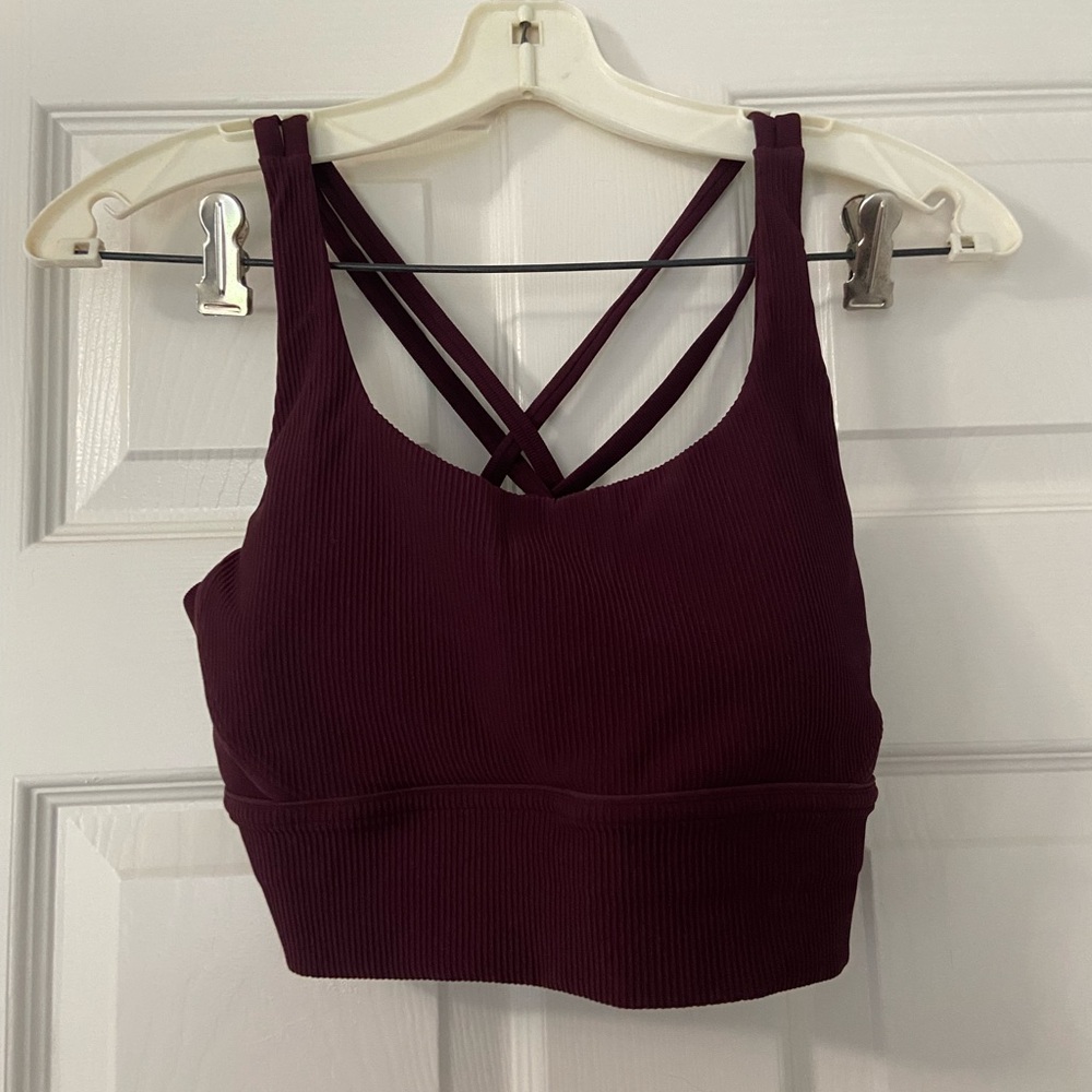 Purple lululemon energy longline ribbed bra in Cassis- size 10